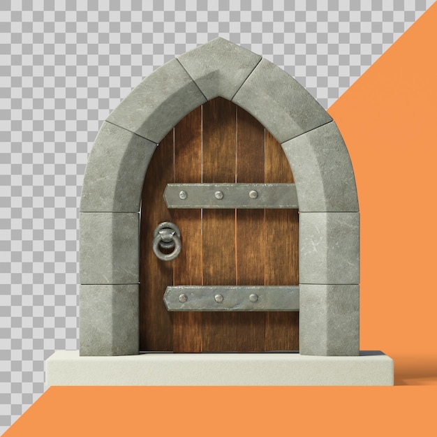 Porta medieval estilizada em 3d