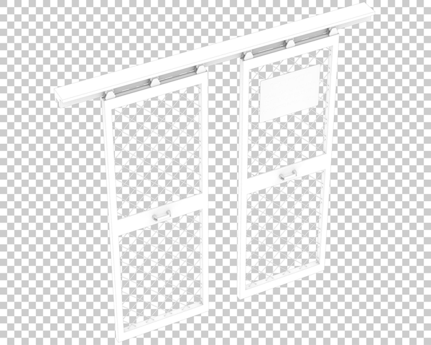 PSD porta metálica isolada na ilustração de renderização 3d de fundo transparente