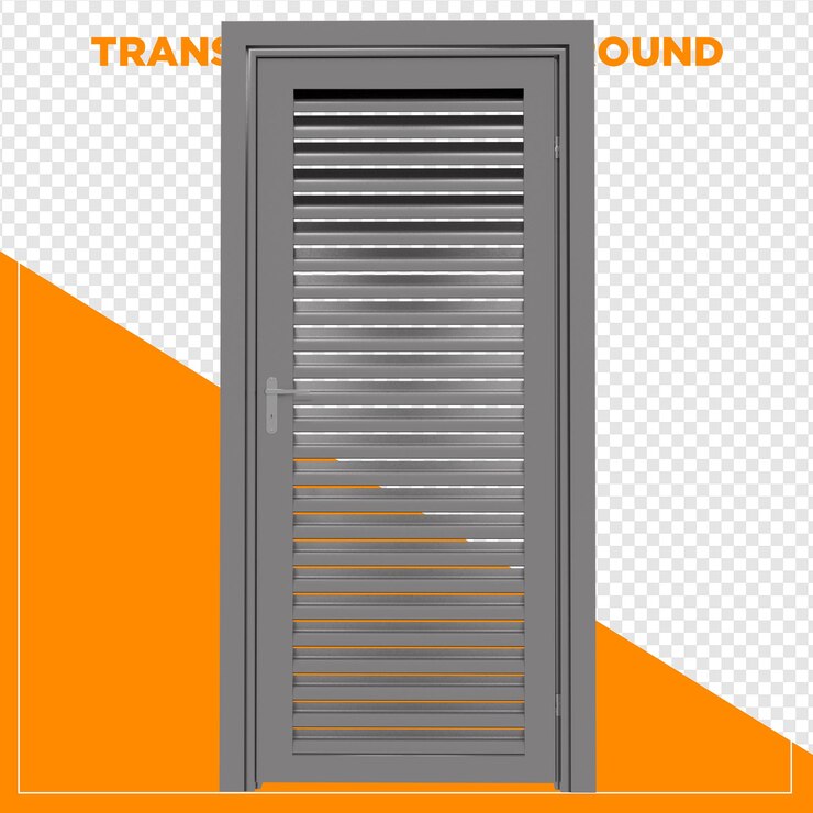 PSD porta metálica renderizada em 3d com fundo transparente
