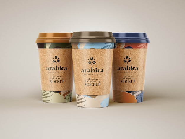 Porta via il mockup di tazza di caffè in carta