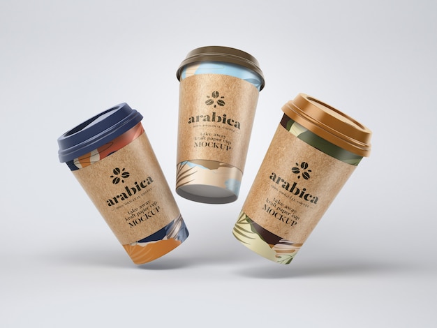 Porta via il mockup di tazza di caffè in carta