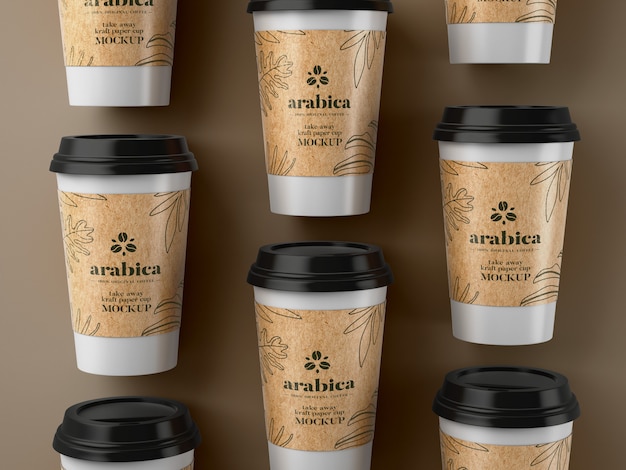 Porta via il mockup di tazza di caffè in carta