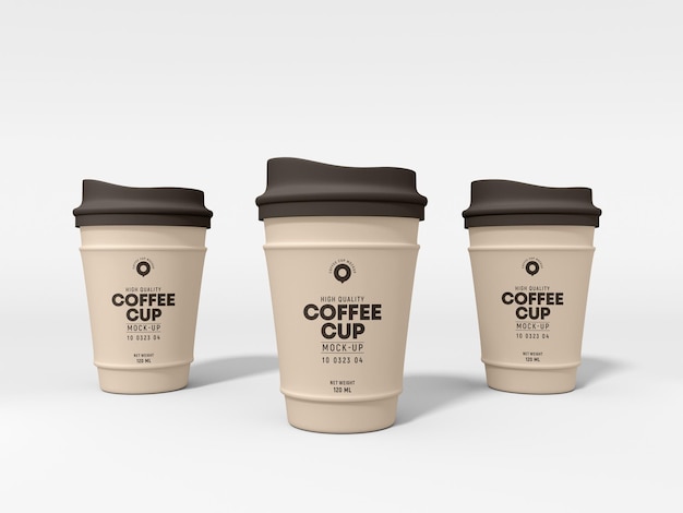 Porta via la tazza da caffè con coperchio in plastica con supporto Mockup