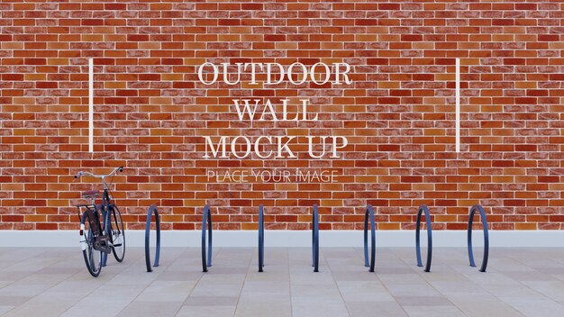 Portabicicletas redondo para exterior mock up - red brick wall