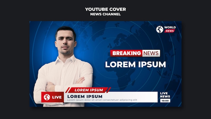PSD portada del canal de noticias de youtube