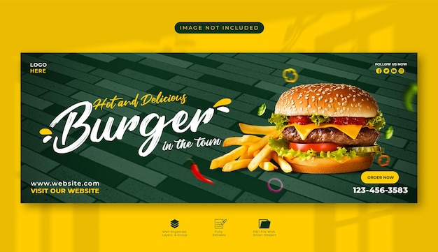 portada de comida en facebook bannerburger banner post de comida en el menú web banner