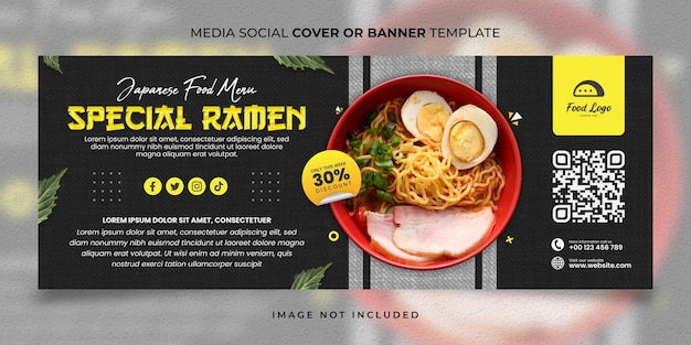 Portada especial para redes sociales del menú ramen o plantilla de banner