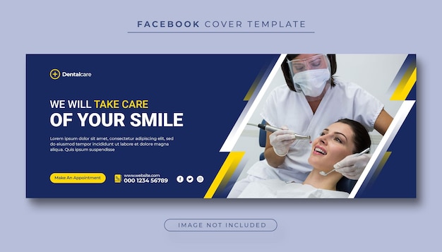 PSD portada de facebook y banner web de dentista y cuidado dental