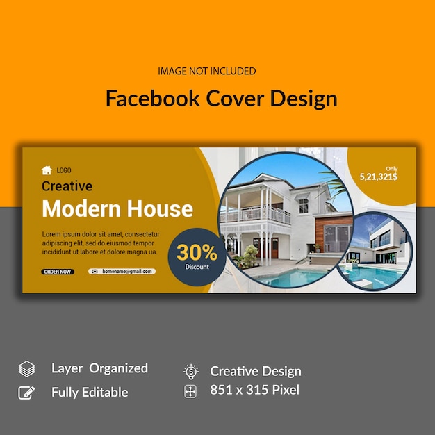 PSD portada de facebook de casa moderna