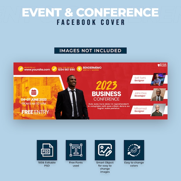 PSD portada de facebook para eventos y conferencias