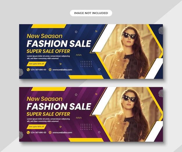 Portada de Facebook de moda, venta de moda y diseño de colección de anuncios de redes sociales de venta de moda.