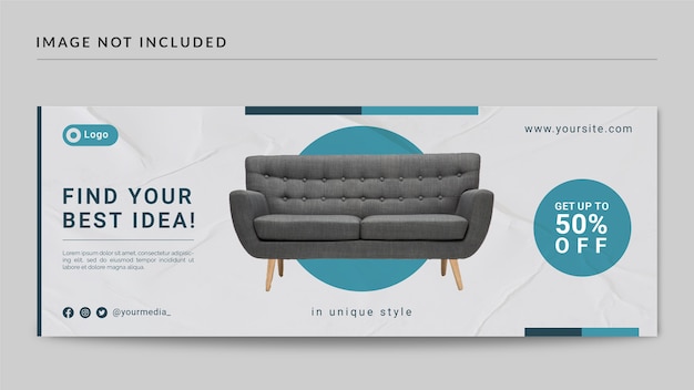 Portada de facebook de muebles y plantilla de banner web