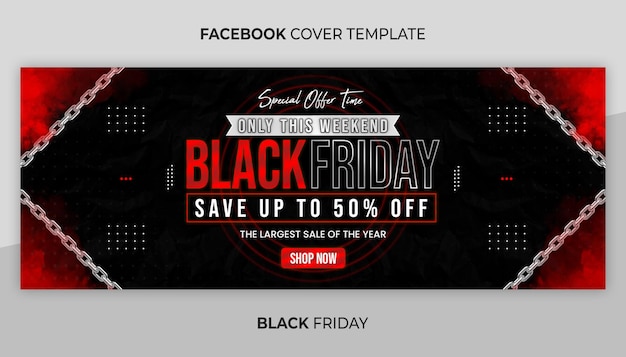 Portada de facebook y plantilla de banner web para black friday