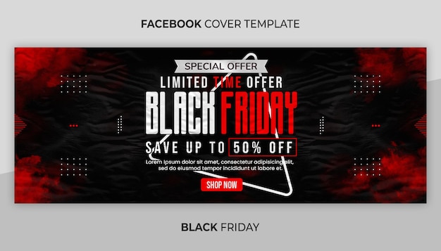 PSD portada de facebook y plantilla de banner web para black friday