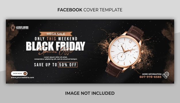 Portada de facebook y plantilla de banner web para la venta y viernes negro