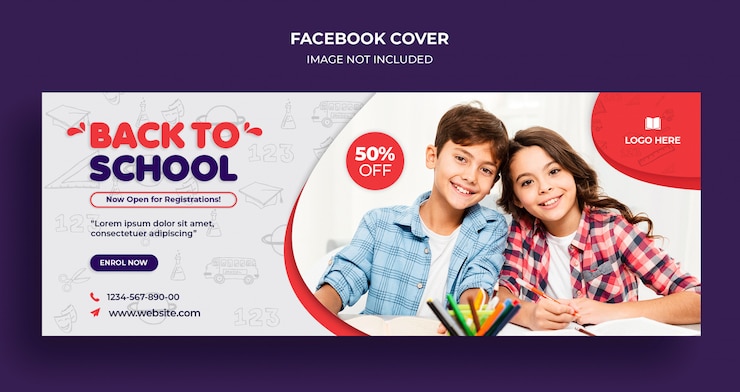 PSD portada de la línea de tiempo y plantilla web de regreso a la escuela