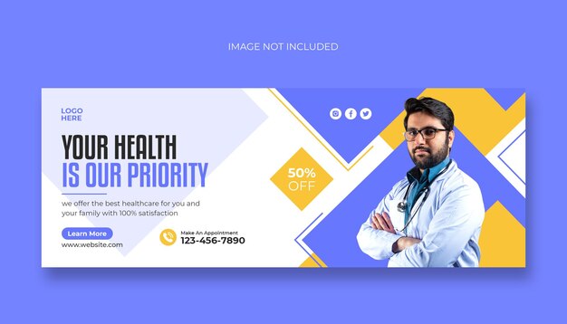Portada médica de facebook y plantilla de banner web