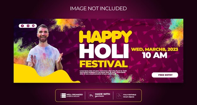 Portada de las redes sociales del festival happy holi