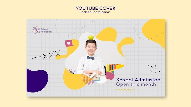 Portada de youtube de admisión a la escuela de diseño plano