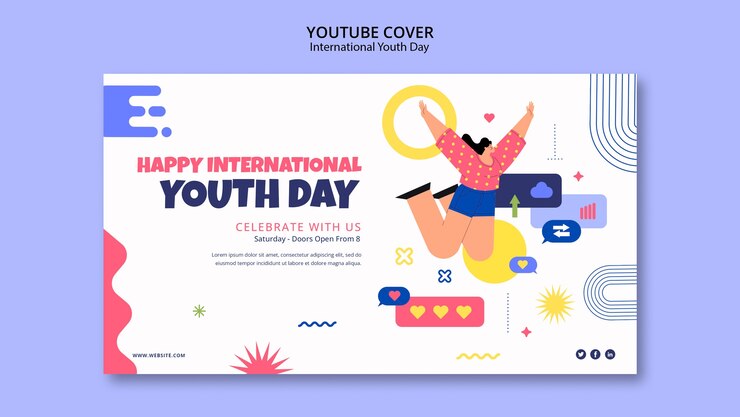 PSD portada de youtube del día internacional de la juventud