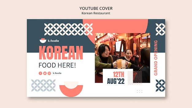 Portada de youtube de restaurante de comida coreana