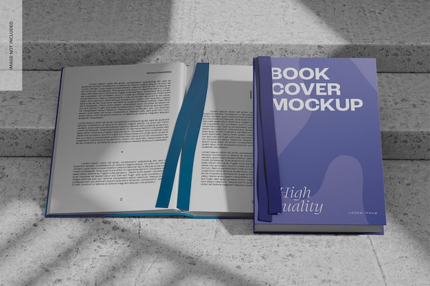 Portadas de libros en maqueta de hormigón