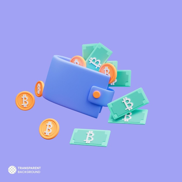 portafoglio con monete in dollari e banconote in dollari illustrazione 3d