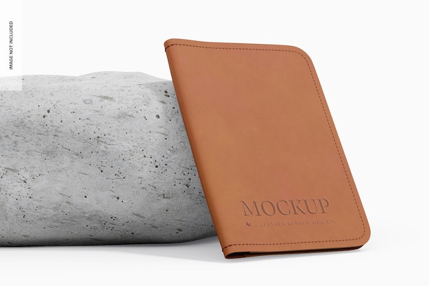 Portafoglio in pelle Bi Fold Mockup, vista sinistra