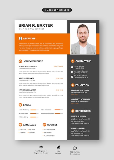 Portafolio de currículum limpio y moderno o plantilla de cv