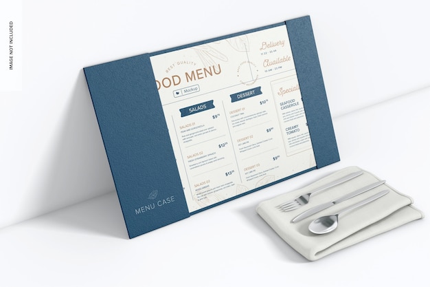 Portamenu in pelle Mockup, inclinato