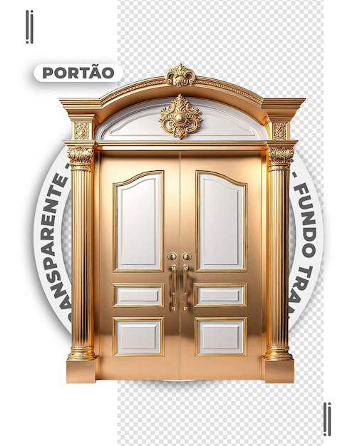 Portão dourado 3D imagem elegante e chique sem fundo
