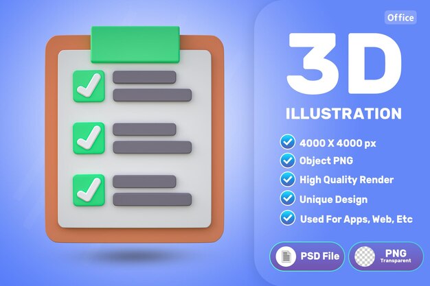 Portapapeles 3D con marcas de graduación