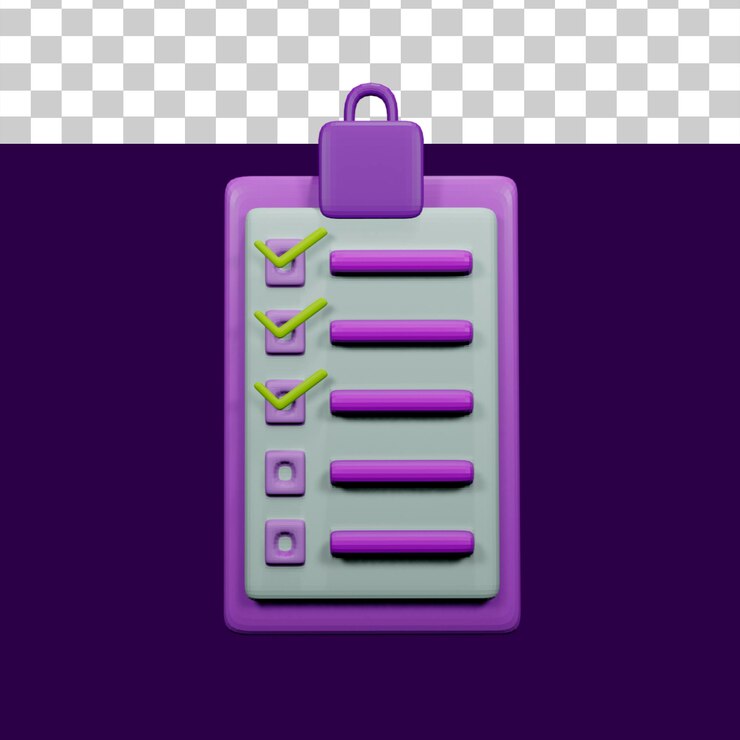 PSD portapapeles blanco con lista de verificación ilustración 3d