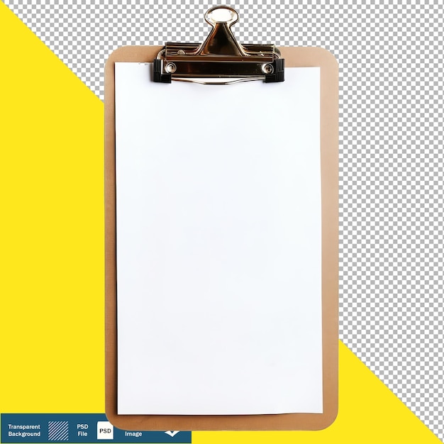 PSD un portapapeles con papel en el fondo transparente png