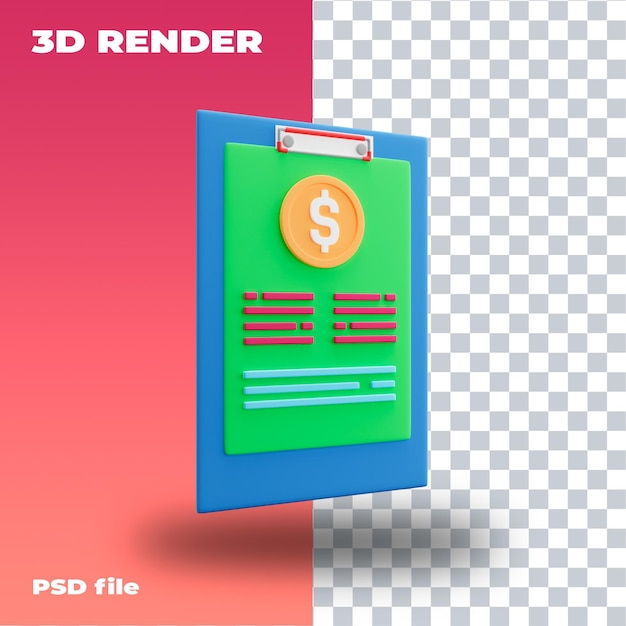 PSD portapapeles psd ilustración renderizado 3d icono 3d