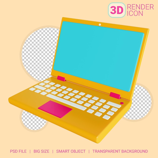 Portátil 3d con fondo transparente