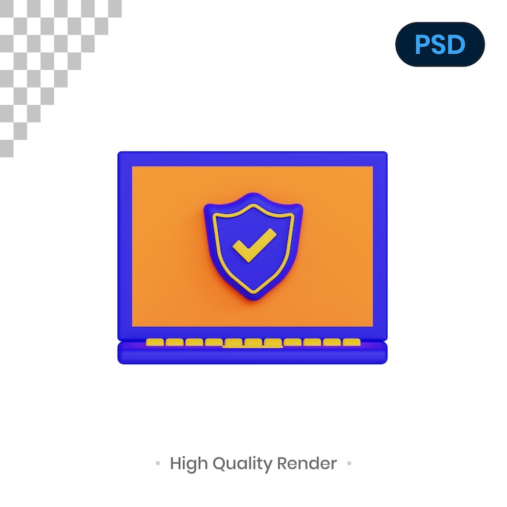 PSD portátil 3d render ilustración premium psd