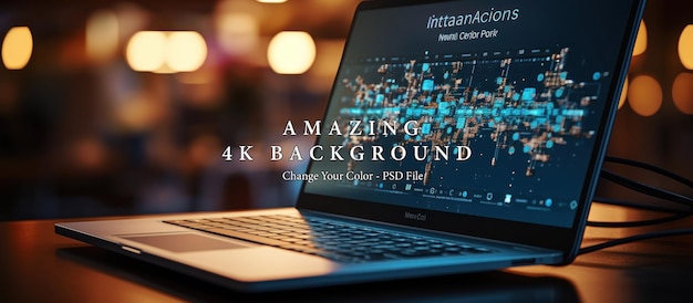 Portátil con una visualización de datos en la pantalla