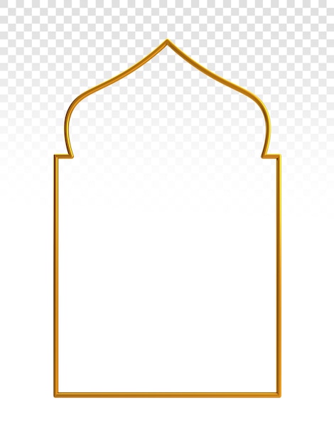une porte avec un cadre doré sur un fond transparent