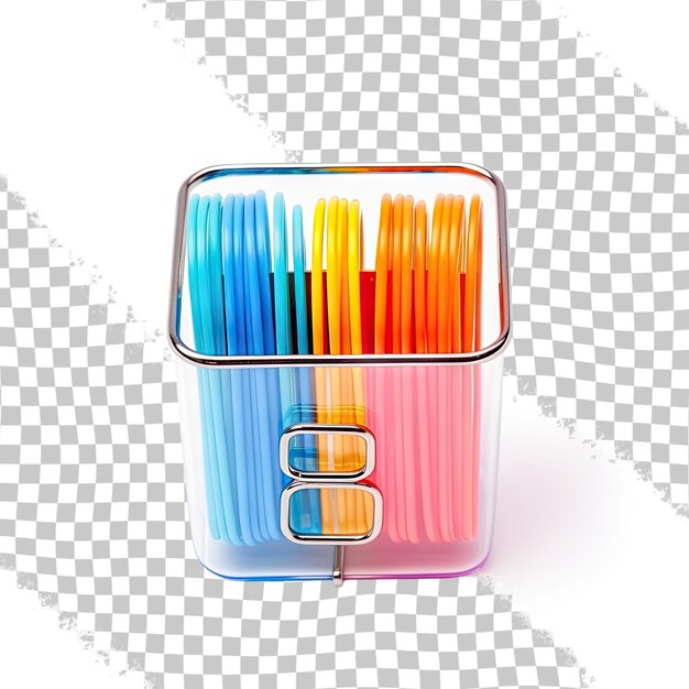 PSD un porte-clips coloré isolé sur le fond transparent