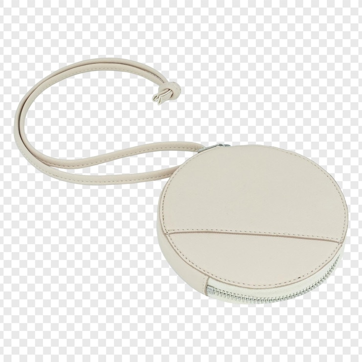 PSD porte-monnaie ronde de couleur crème avec une sangle au poignet
