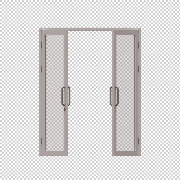 Porte en verre à double cadre 3D Render illustration élément 06