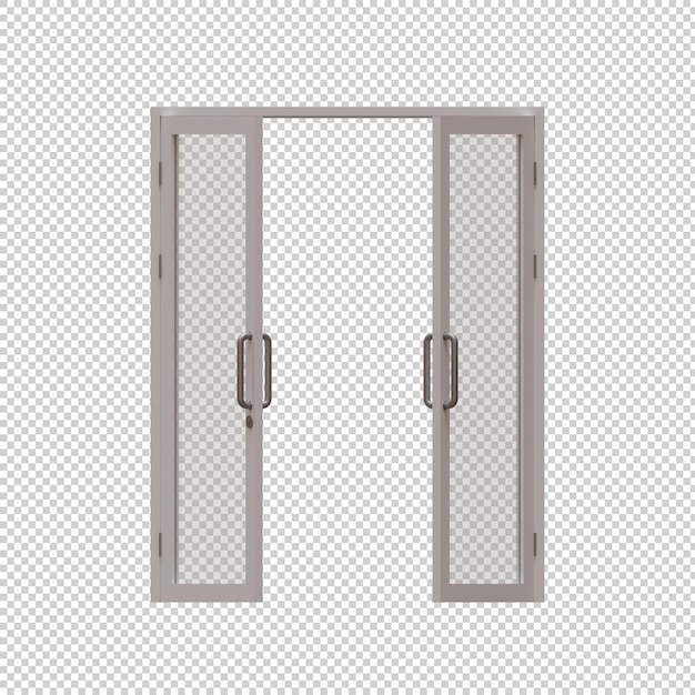 PSD porte en verre à double cadre 3d render illustration élément 06