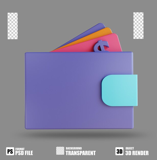 PSD portefeuille d'illustrations 3d 3