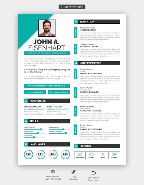 Portfolio de CV ou modèle de CV propre et moderne