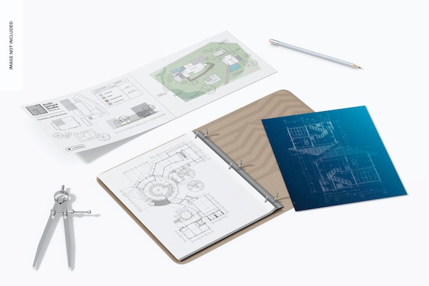 Portfolio di architettura con prospettiva Mockup Brochure