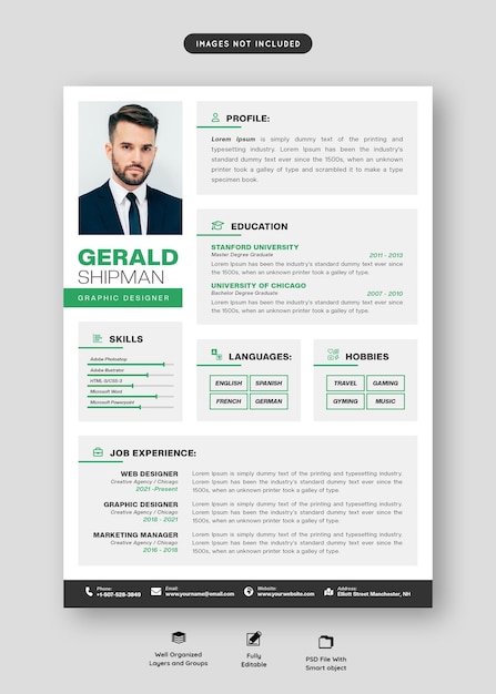 PSD portfolio propre et moderne ou modèle de cv