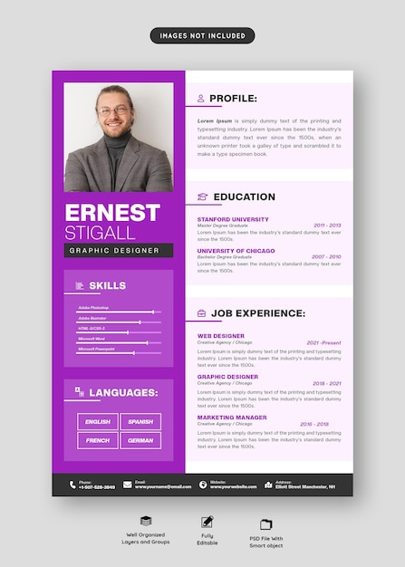 PSD portfolio propre et moderne ou modèle de cv