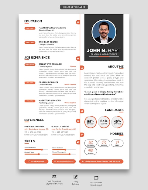 Portfolio propre et moderne ou modèle de CV