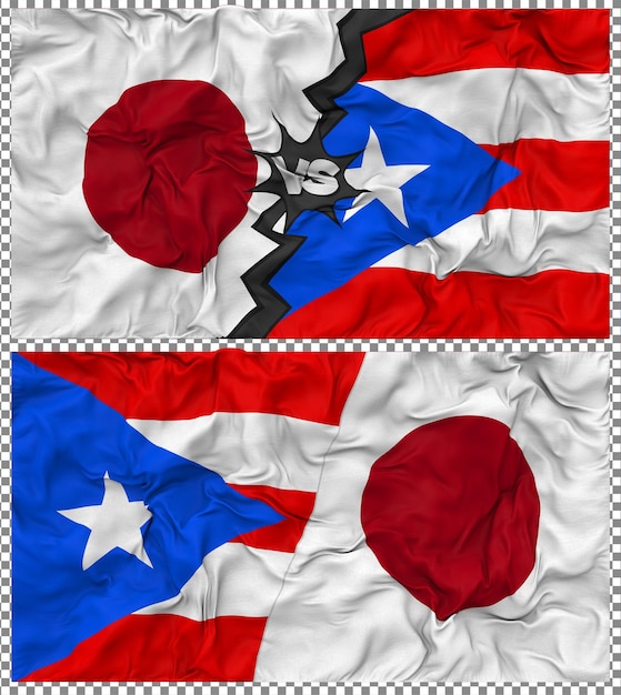 Porto Rico contre le Japon Half Combined Flag Cloth Bump Texture Rendering 3D